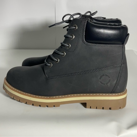 Bruno Marc Black Lace-Up Ankle Boot with Rubber Sole Padded Ankle Padding Sz 9.5 - Picture 5 of 16